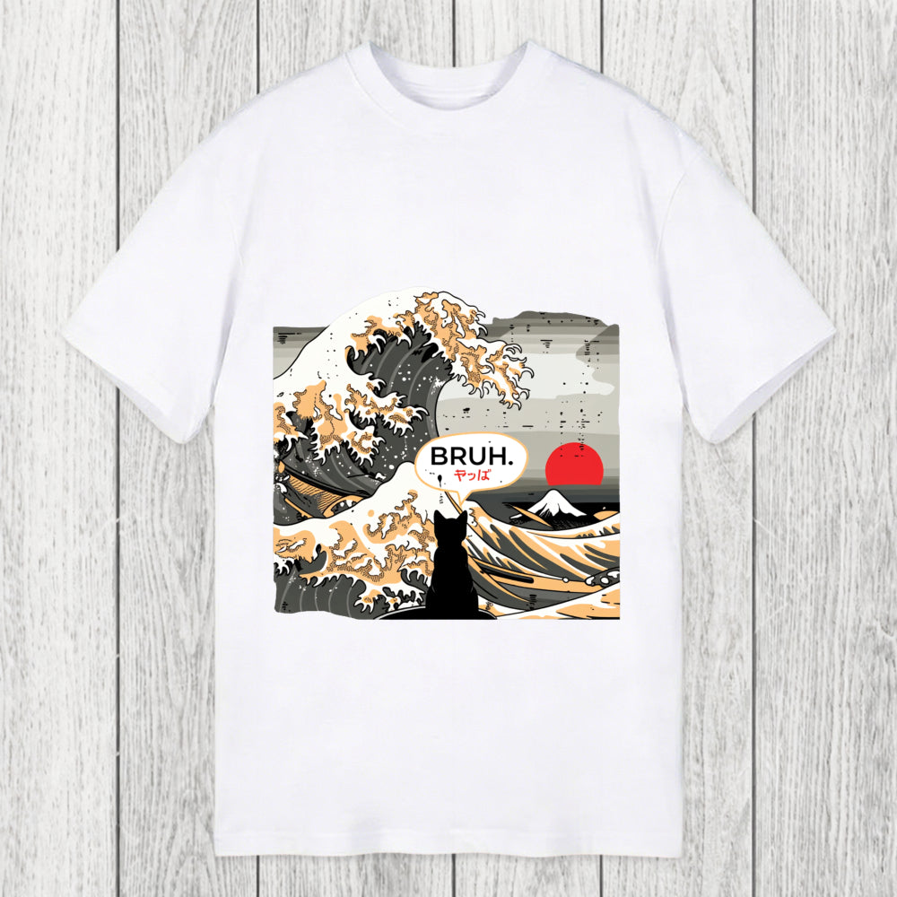Tokyosol Bruh Cat Great Wave Classic T-Shirt