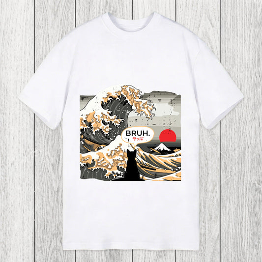 Tokyosol Bruh Cat Great Wave Classic T-Shirt