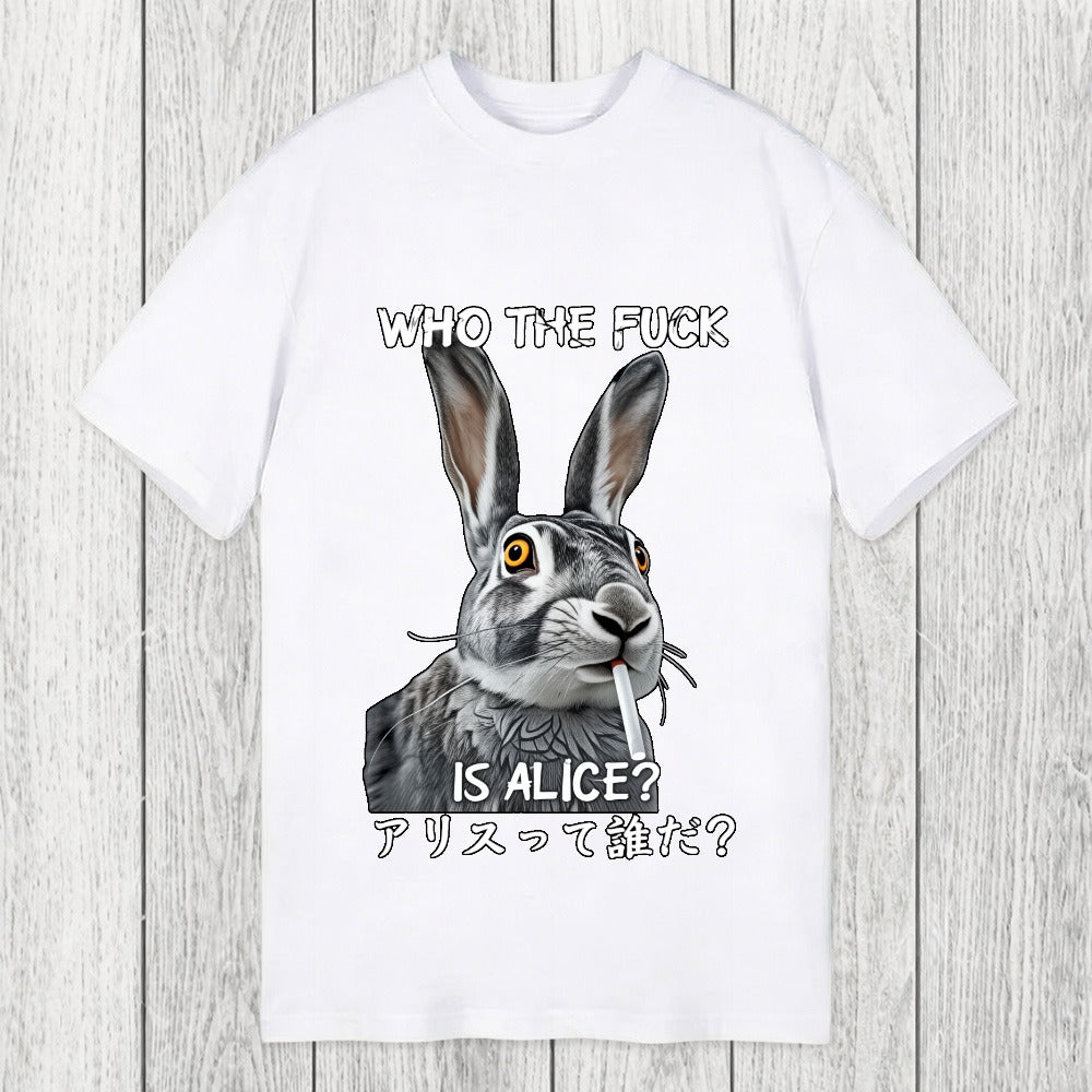 Tokyosol Who The Fvck Is Alice Funny Rabbit Smoking Classic T-Shirt