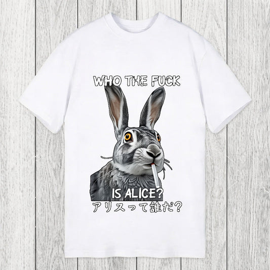 Tokyosol Who The Fvck Is Alice Funny Rabbit Smoking Classic T-Shirt