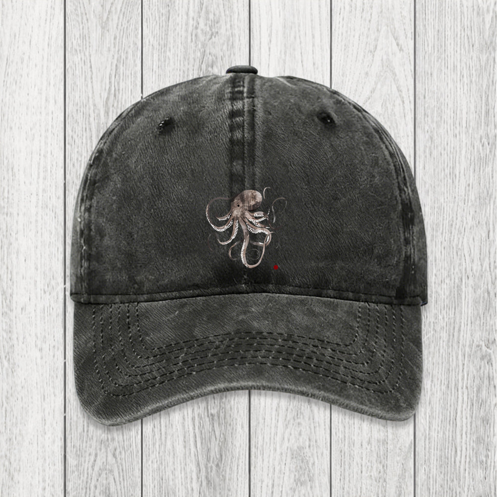 Tokyosol Octopus Japanese Calligraphy Washed Cap