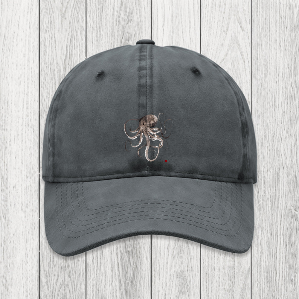 Tokyosol Octopus Japanese Calligraphy Washed Cap