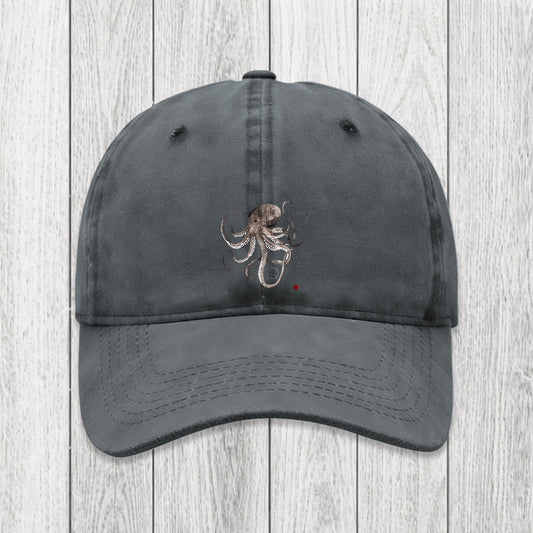 Tokyosol Octopus Japanese Calligraphy Washed Cap