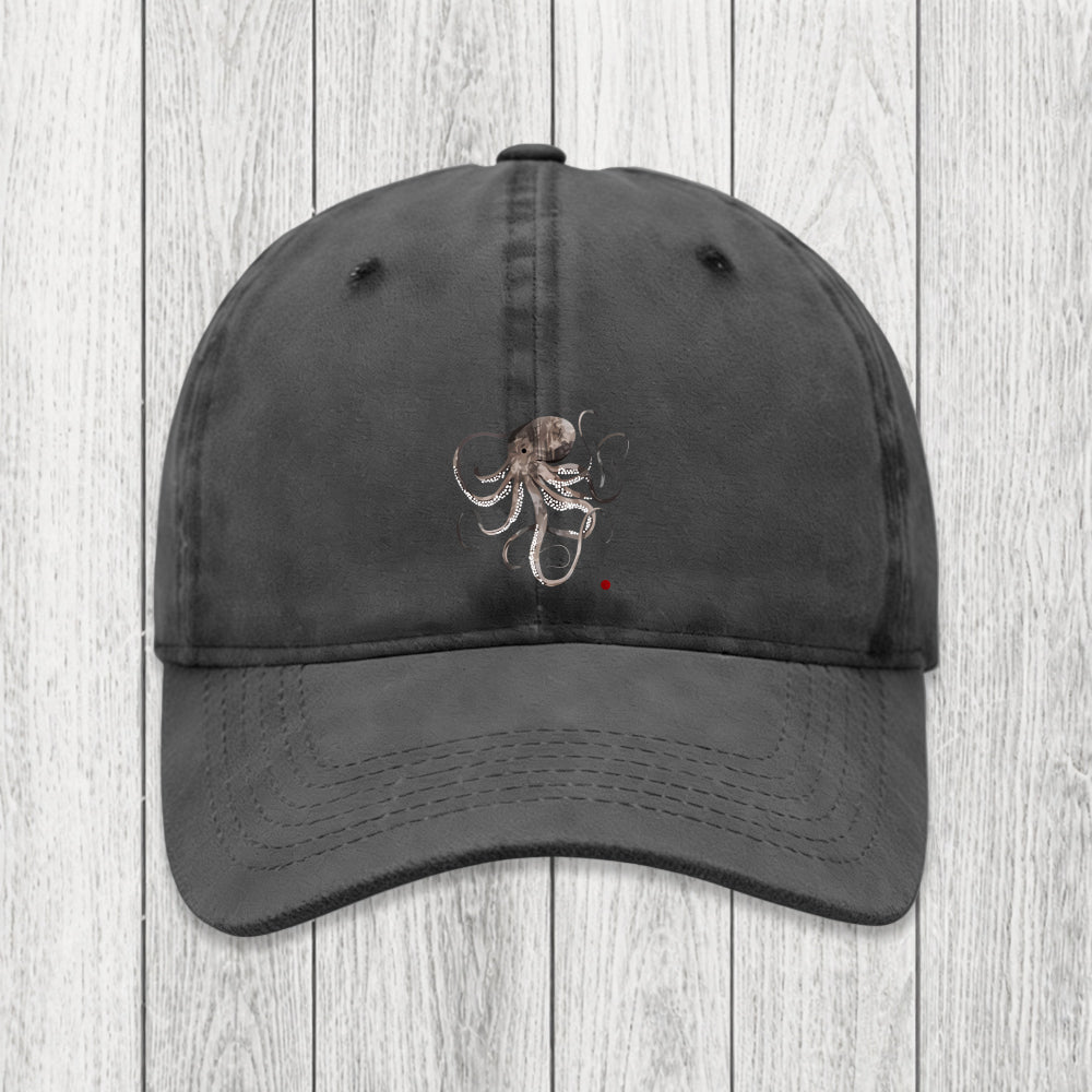 Tokyosol Octopus Japanese Calligraphy Washed Cap