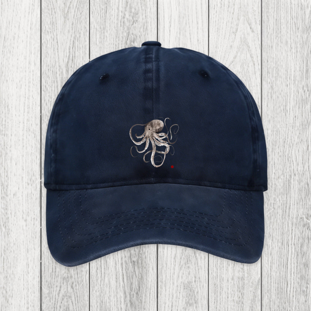 Tokyosol Octopus Japanese Calligraphy Washed Cap