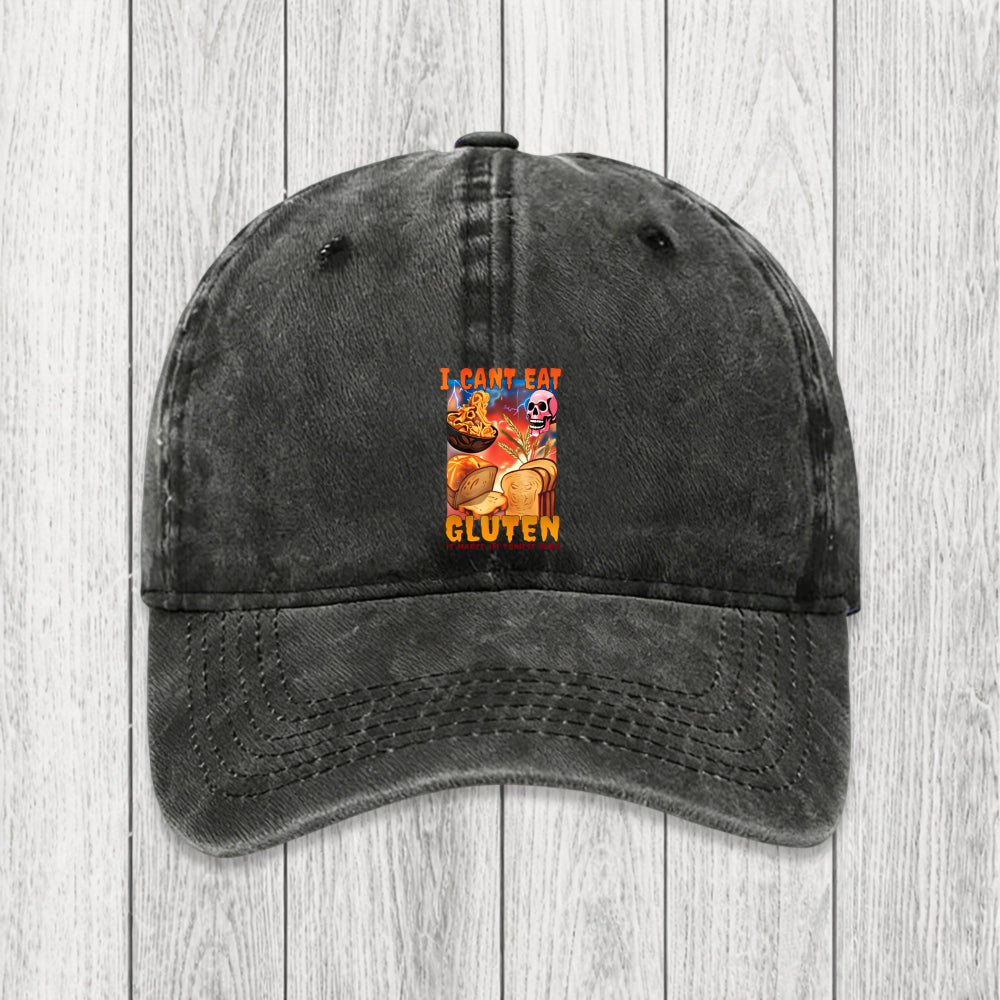 Tokyosol I Can't Eat Gluten Funny Meme Washed Cap