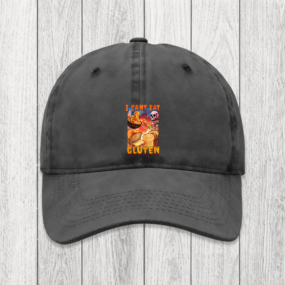 Tokyosol I Can't Eat Gluten Funny Meme Washed Cap