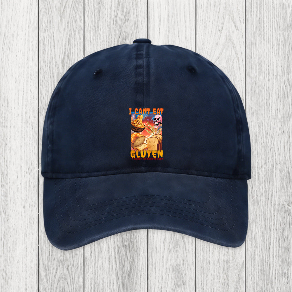 Tokyosol I Can't Eat Gluten Funny Meme Washed Cap