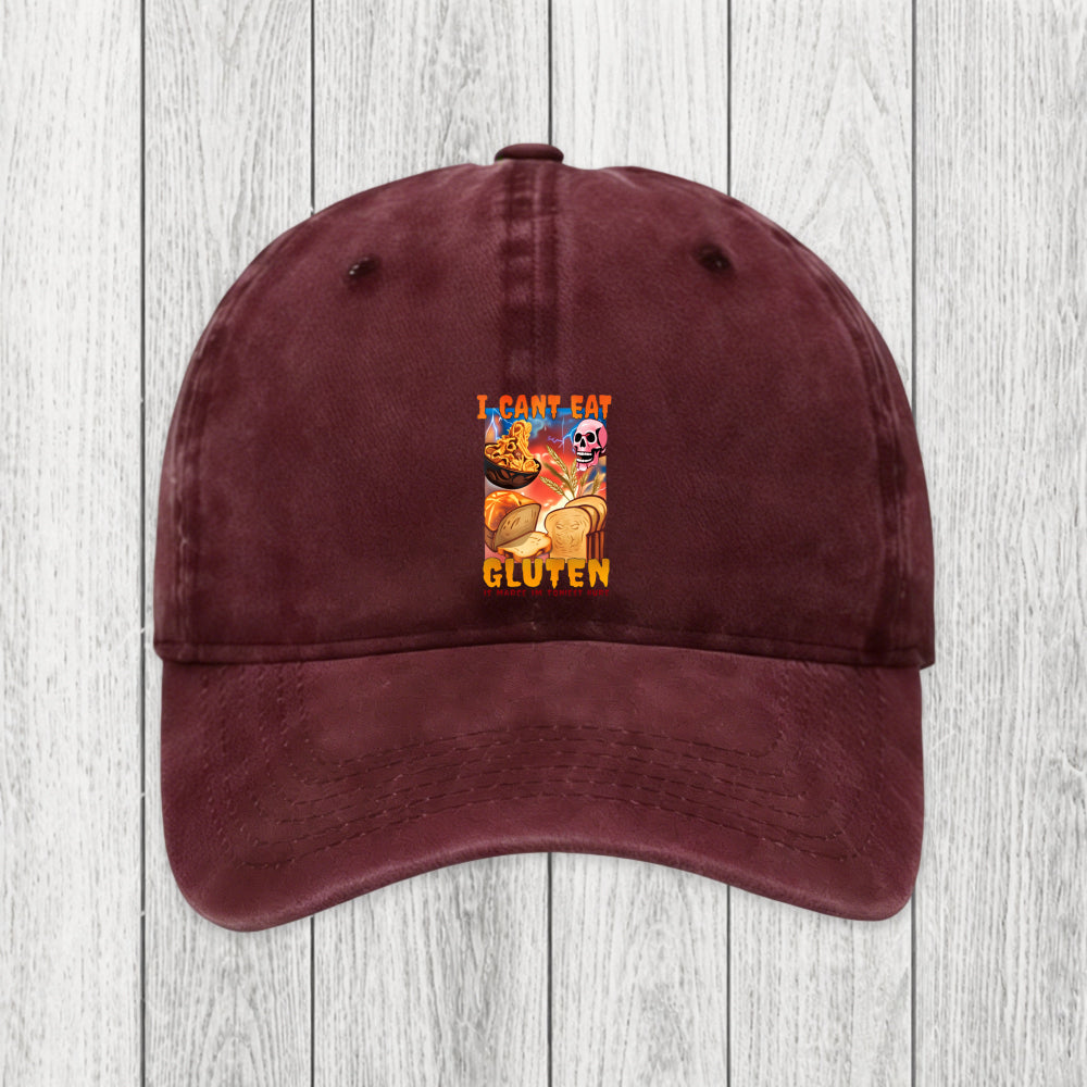 Tokyosol I Can't Eat Gluten Funny Meme Washed Cap