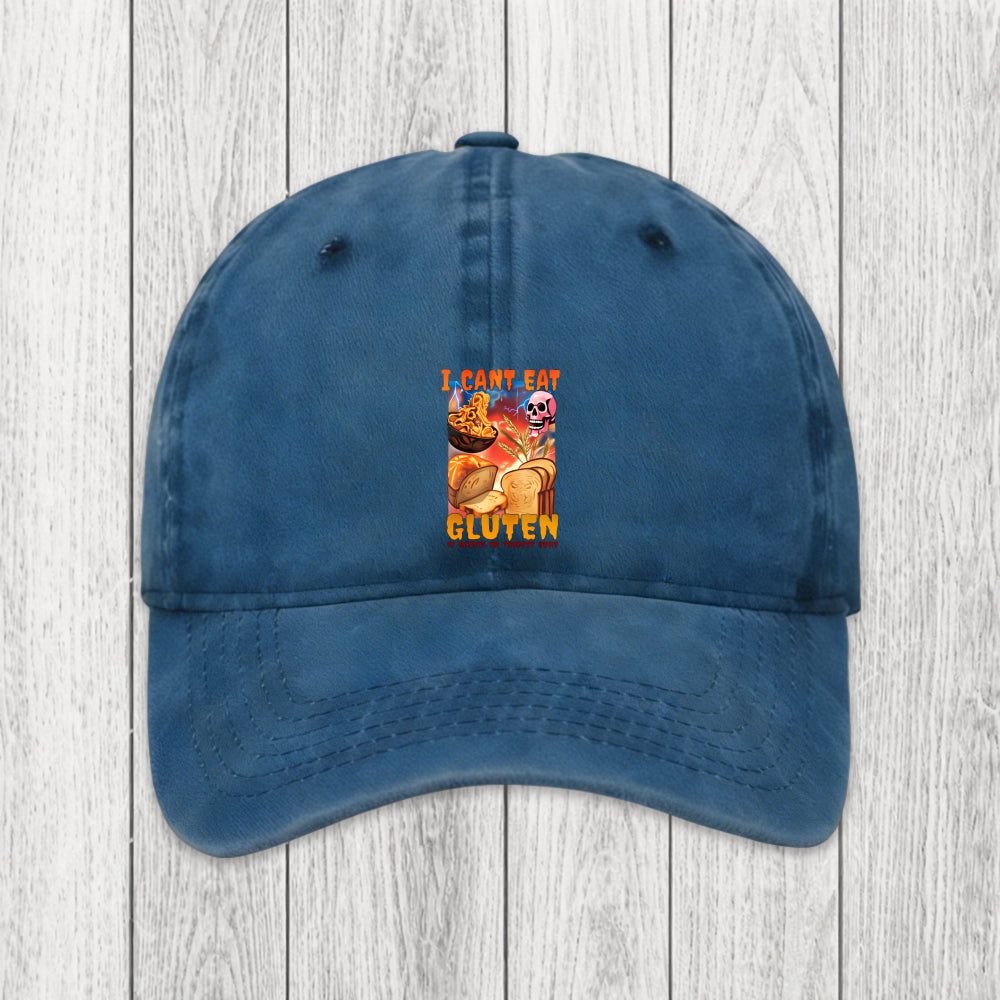Tokyosol I Can't Eat Gluten Funny Meme Washed Cap