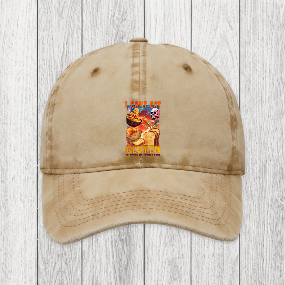 Tokyosol I Can't Eat Gluten Funny Meme Washed Cap