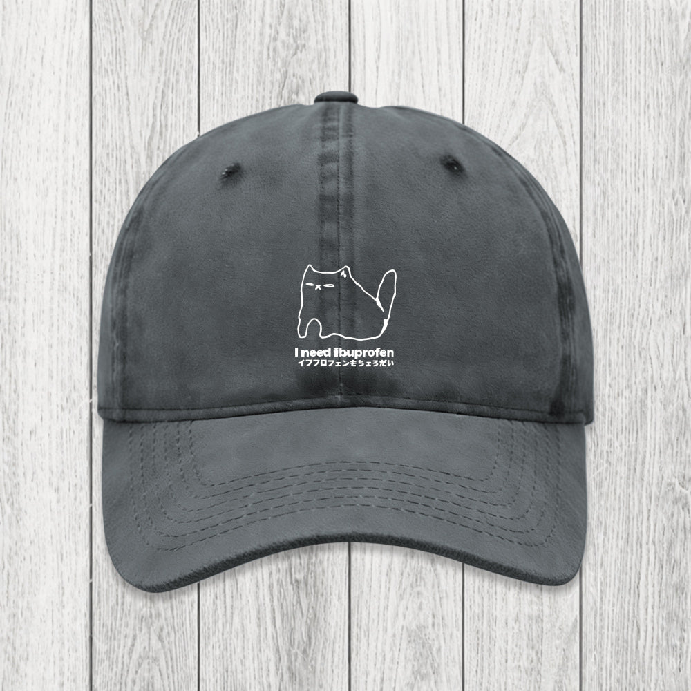 Tokyosol I Need Ibuprofen Cat Washed Cap