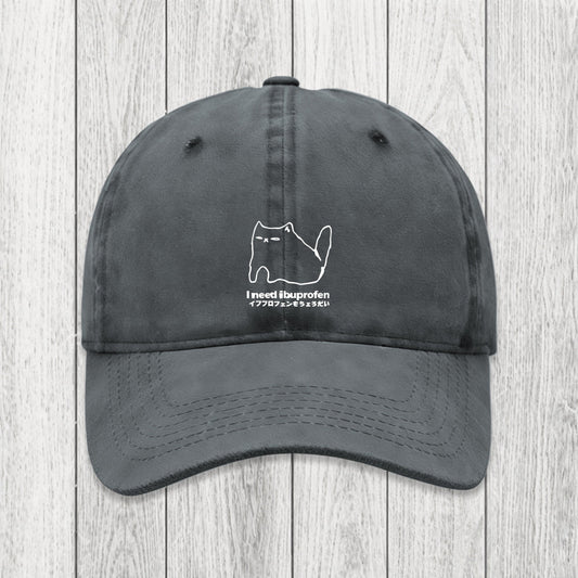 Tokyosol I Need Ibuprofen Cat Washed Cap