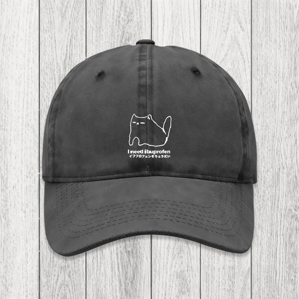 Tokyosol I Need Ibuprofen Cat Washed Cap
