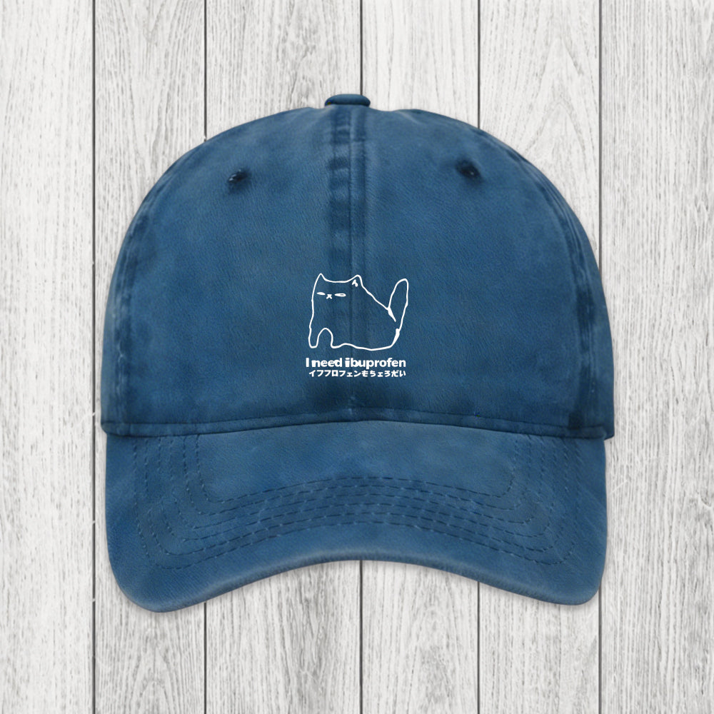 Tokyosol I Need Ibuprofen Cat Washed Cap