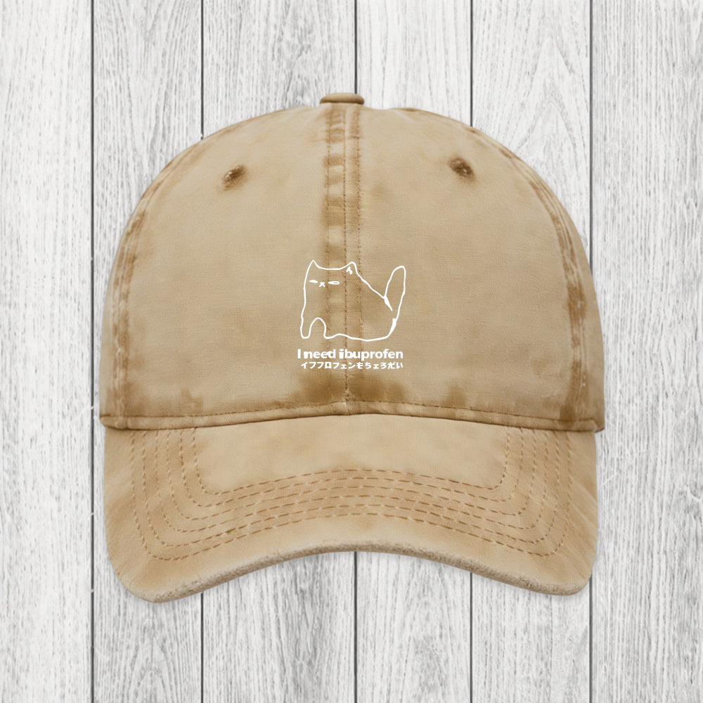 Tokyosol I Need Ibuprofen Cat Washed Cap