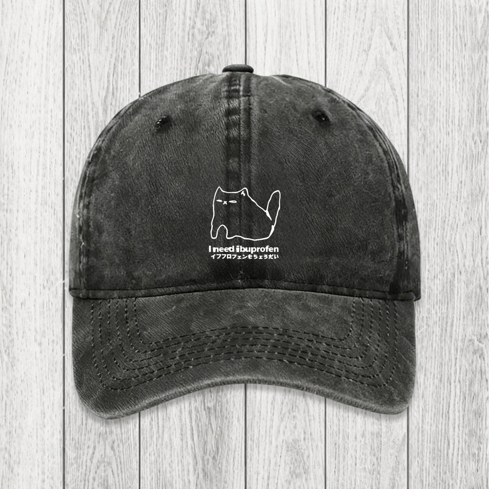 Tokyosol I Need Ibuprofen Cat Washed Cap