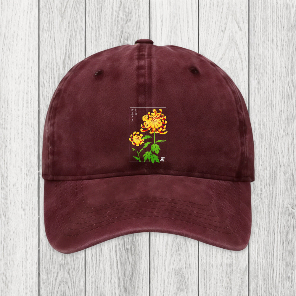 Tokyosol Retro Chrysanthemum Washed Cap