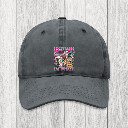 Tokyosol Lesbians Eat What?! Funny Washed Cap