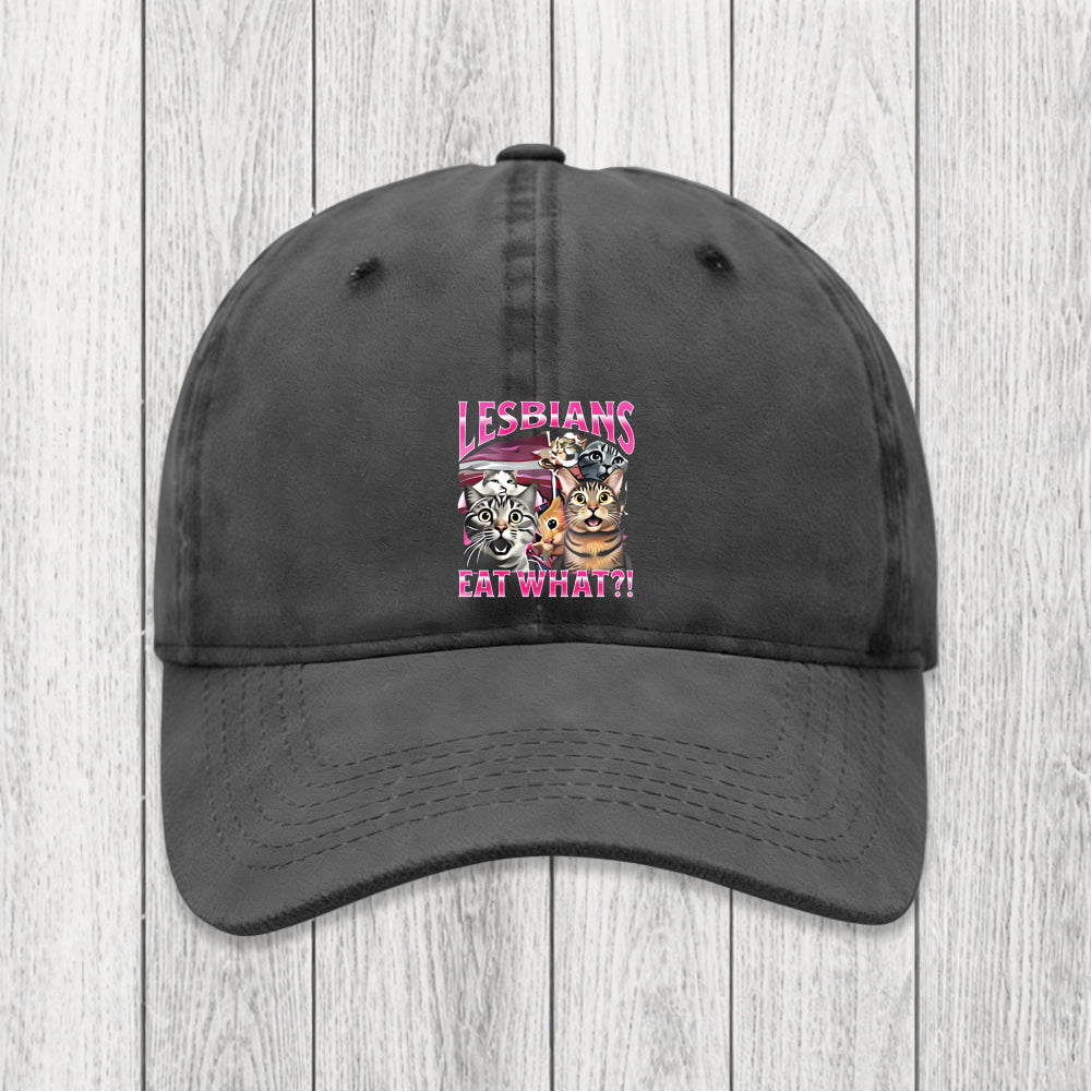 Tokyosol Lesbians Eat What?! Funny Washed Cap
