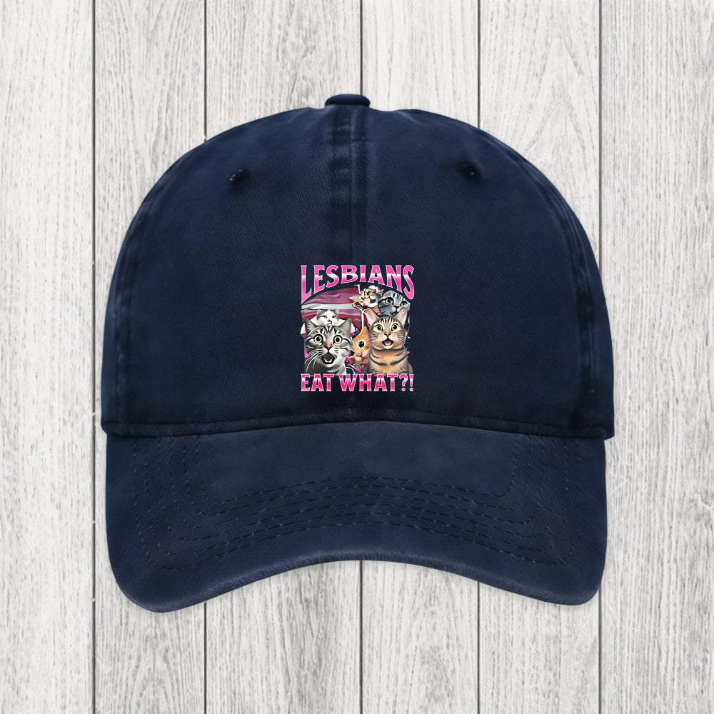 Tokyosol Lesbians Eat What?! Funny Washed Cap