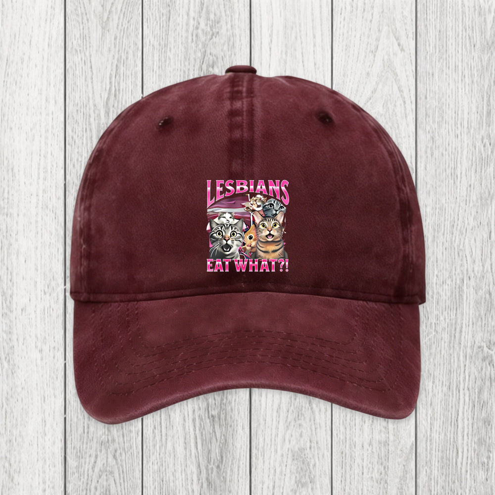 Tokyosol Lesbians Eat What?! Funny Washed Cap