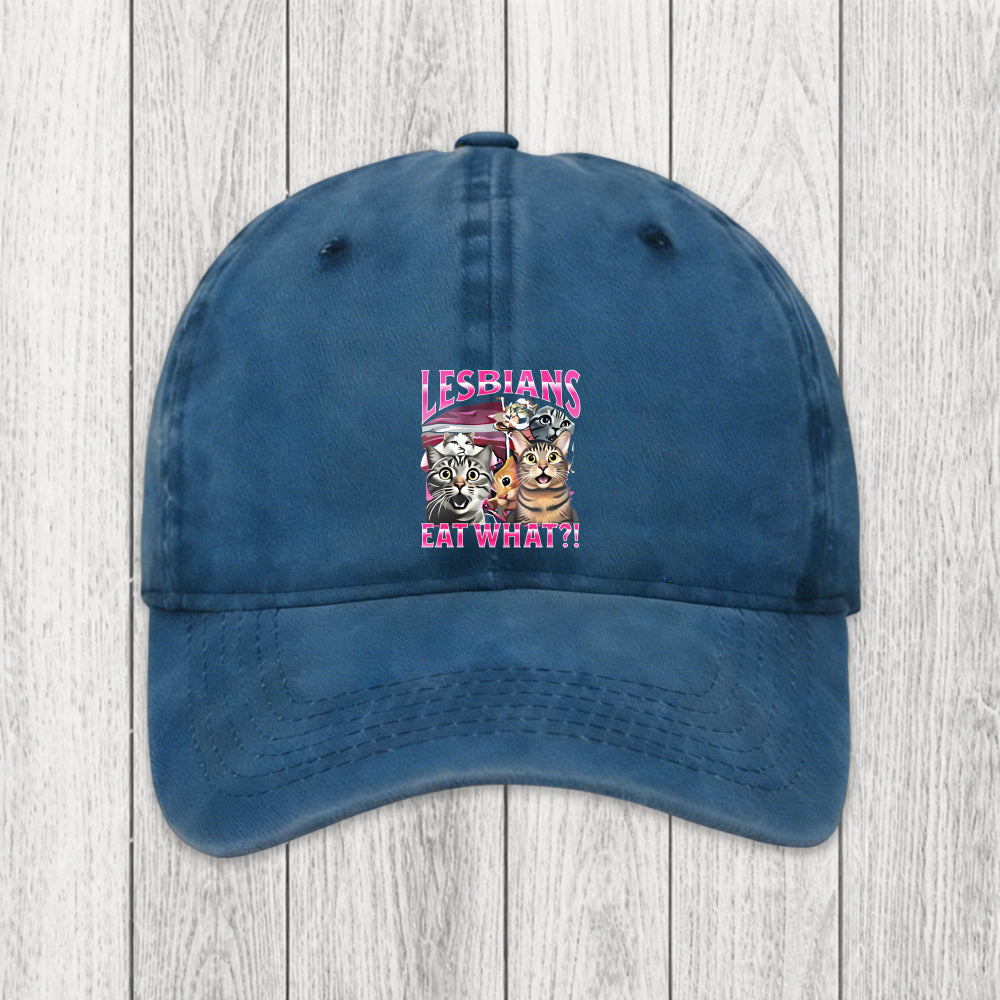 Tokyosol Lesbians Eat What?! Funny Washed Cap