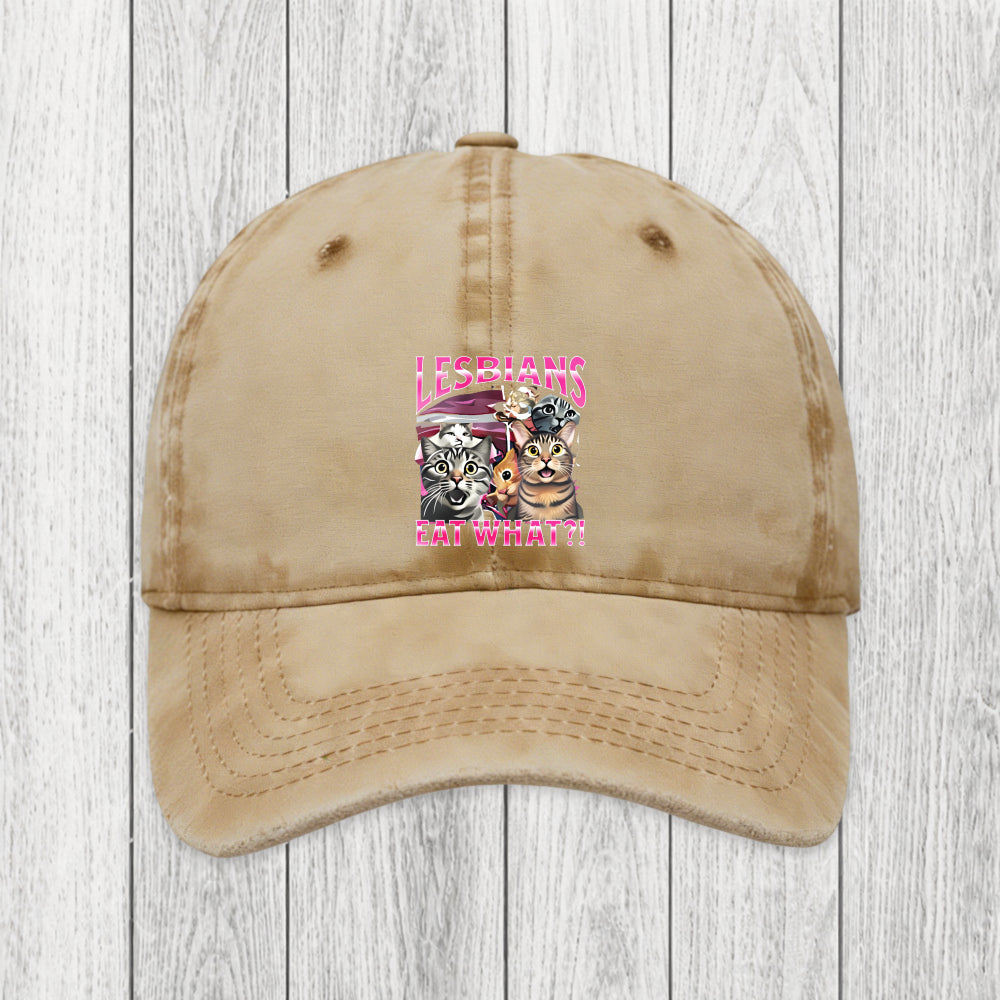Tokyosol Lesbians Eat What?! Funny Washed Cap