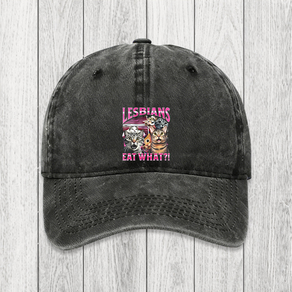 Tokyosol Lesbians Eat What?! Funny Washed Cap