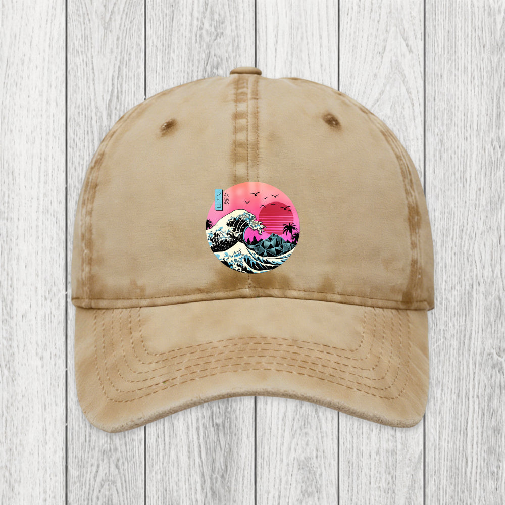 Tokyosol Japanese The Great Retro Wave Washed Cap