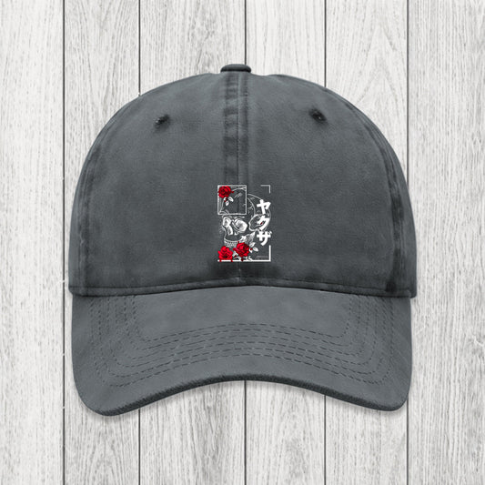 Tokyosol Skull Roses Japanese Aesthetic Washed Cap