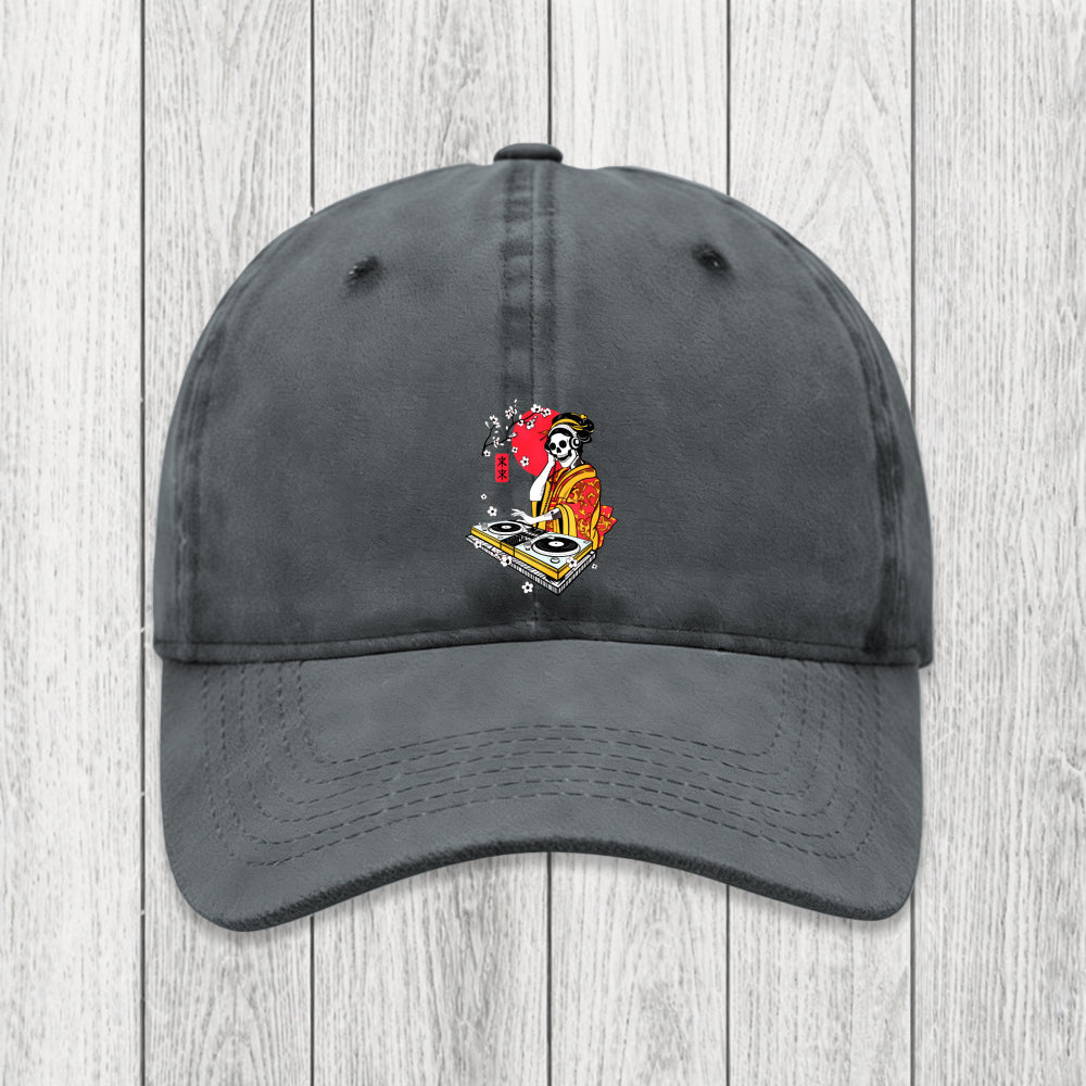 Tokyosol Japanese Geisha DJ Skull Washed Cap