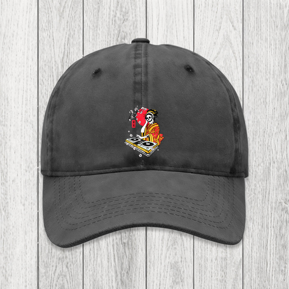Tokyosol Japanese Geisha DJ Skull Washed Cap