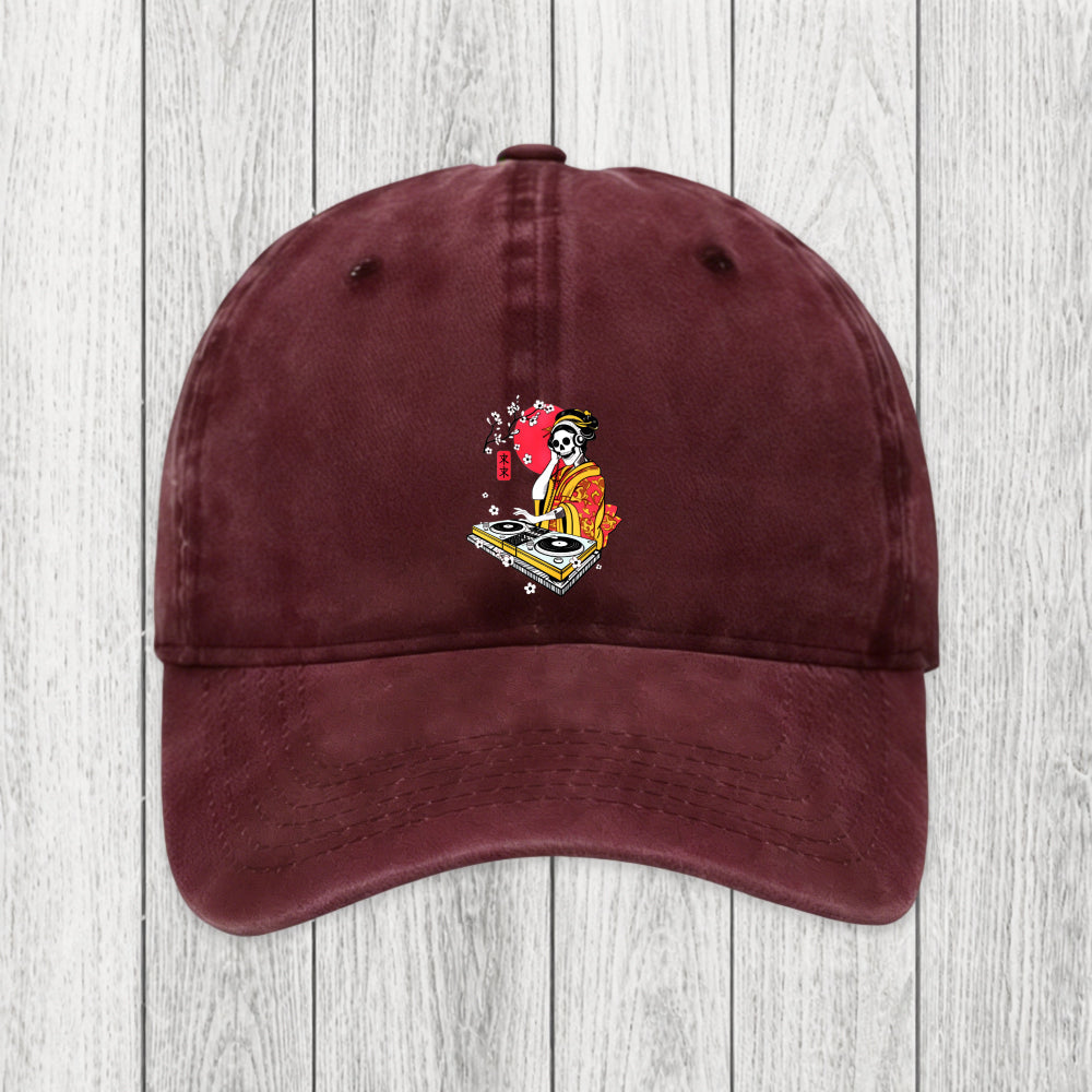 Tokyosol Japanese Geisha DJ Skull Washed Cap