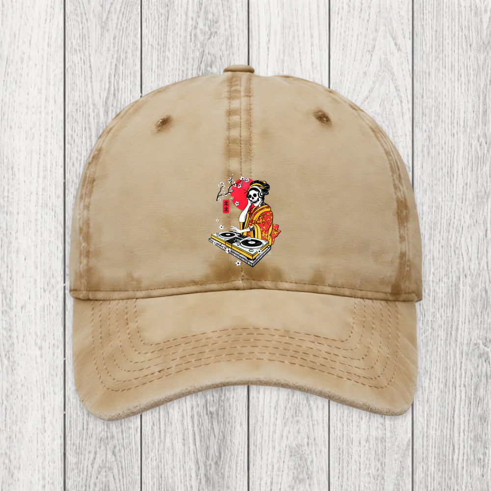 Tokyosol Japanese Geisha DJ Skull Washed Cap