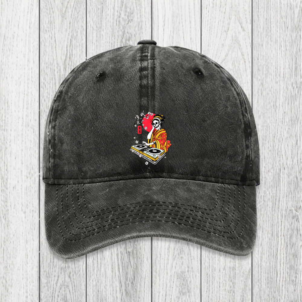 Tokyosol Japanese Geisha DJ Skull Washed Cap