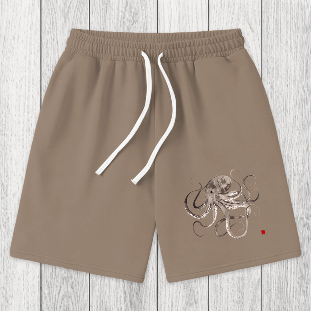 Tokyosol Octopus Japanese Calligraphy Washed Shorts