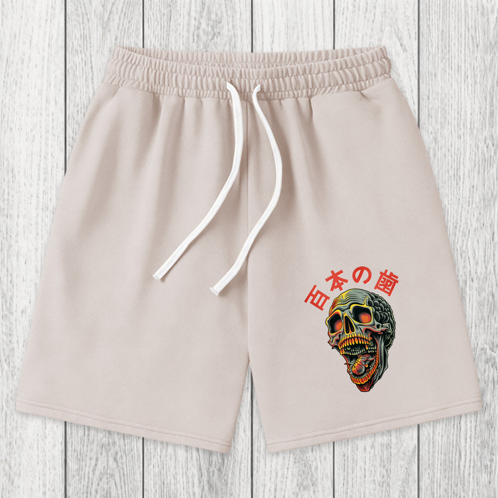 Tokyosol Terrifying And Disgusting Skull Washed Shorts