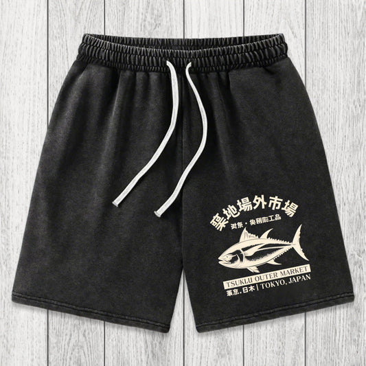 Tokyosol Japan Tsukiji Fish Market Washed Shorts