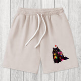 Tokyosol Christmas Lights Cat Washed Shorts