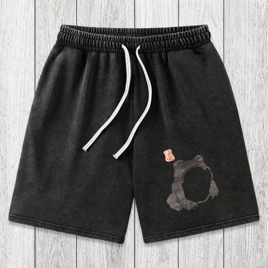 Tokyosol Matsumoto Hoji Woodblock Print Frog Washed Shorts