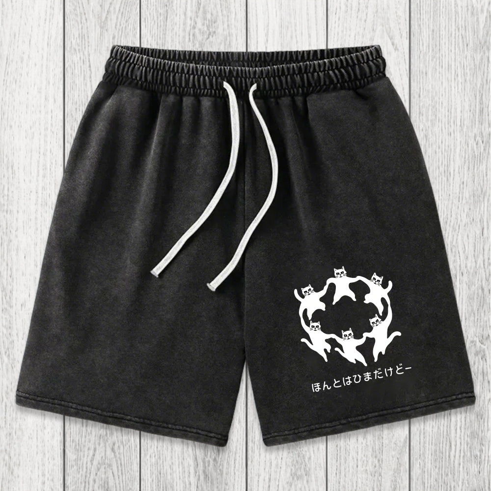 Tokyosol Leisure Cats Japanese Washed Shorts