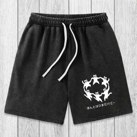 Tokyosol Leisure Cats Japanese Washed Shorts