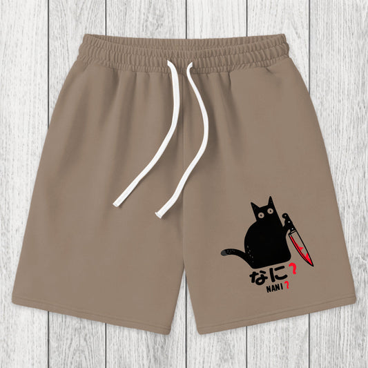 Tokyosol A Puzzled Cat Holding A Knife Washed Shorts