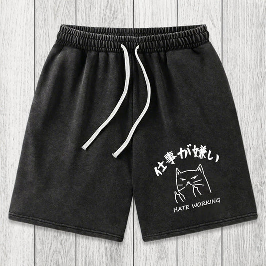Tokyosol A Cat That Hates Work Washed Shorts