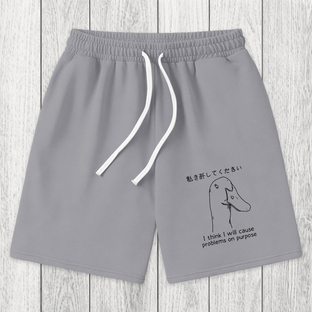 Tokyosol Stupid Goose Funny Washed Shorts
