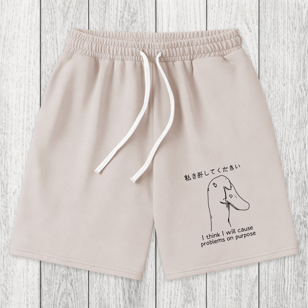 Tokyosol Stupid Goose Funny Washed Shorts