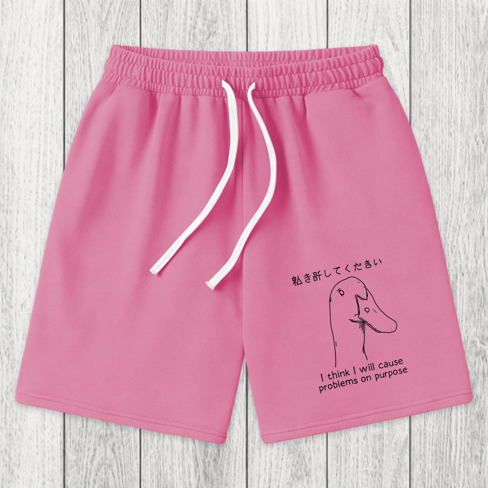 Tokyosol Stupid Goose Funny Washed Shorts