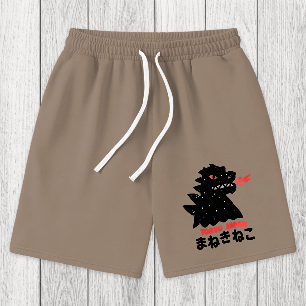 Tokyosol Japanese Fortune Cat Washed Shorts