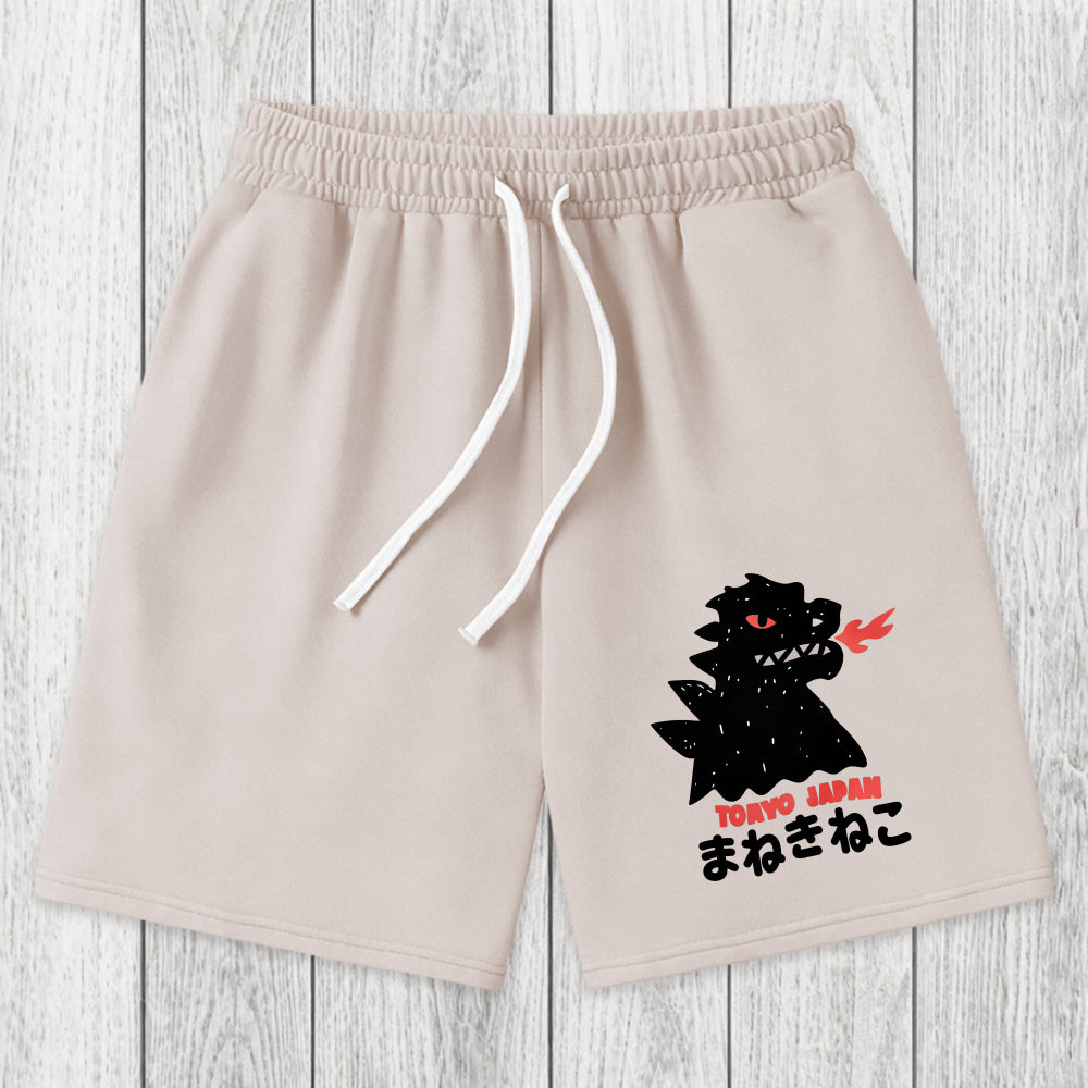 Tokyosol Japanese Fortune Cat Washed Shorts